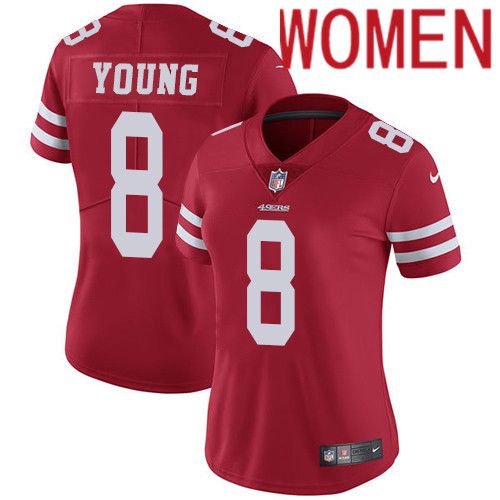 Women San Francisco 49ers #8 Steve Young Nike Red Vapor Limited NFL Jersey->women nfl jersey->Women Jersey